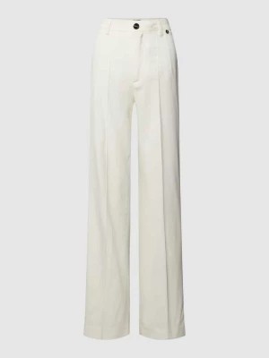 Zdjęcie produktu Spodnie z zakładkami w pasie z detalem z logo Liu Jo White