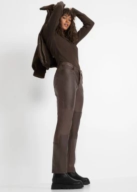Zdjęcie produktu Spodnie ze sztucznej skóry, w stylu color-blocking bonprix