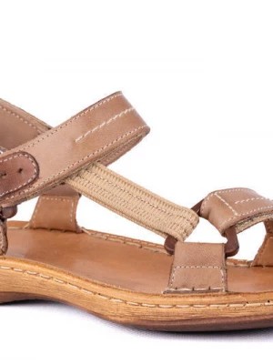 Zdjęcie produktu Sportowe sandały damskie na rzepy , w beżowym kolorze Łukbut Merg