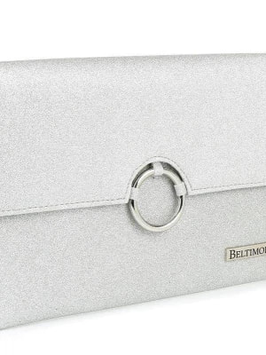 Zdjęcie produktu Srebrna brokatowa oryginalna damska torebka kopertówka na pasku usztywniana szary, srebrny Merg