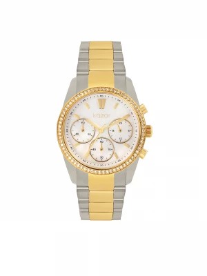 Zdjęcie produktu Srebrno-złoty zegarek z kryształkami Kazar