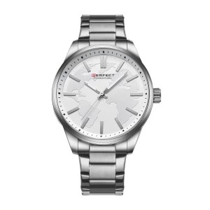 Zdjęcie produktu Srebrny zegarek męski bransoleta duży solidny Perfect M106 szary, srebrny Merg
