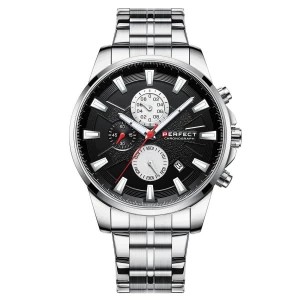 Zdjęcie produktu Srebrny zegarek męski bransoleta duży solidny Perfect M503 szary, srebrny Merg