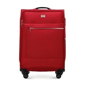 Zdjęcie produktu Średnia walizka miękka z błyszczącym suwakiem z przodu czerwona Wittchen