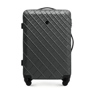 Zdjęcie produktu Średnia walizka z ABS-u w ukośną kratkę stalowo-czarna Wittchen