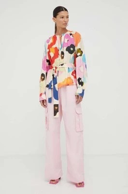 Zdjęcie produktu Stine Goya spodnie bawełniane Fatuna kolor różowy proste high waist