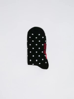 Zdjęcie produktu Stopki damskie czarne w białe groszki z sercem nad piętą Hartilini 906 BIG STAR