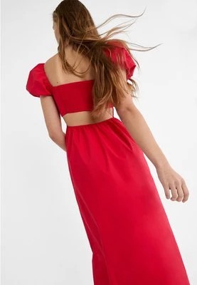 Zdjęcie produktu Stradivarius Sukienka średniej długości z krótkim bufiastym rękawem  Czerwony