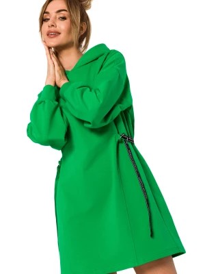 Zdjęcie produktu Sukienka bawełniana trapezowa jak bluza z kapturem zielona Polski Producent