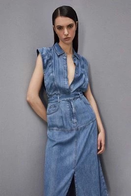 Zdjęcie produktu Sukienka bez rękawów z jeansu Tencel PATRIZIA PEPE