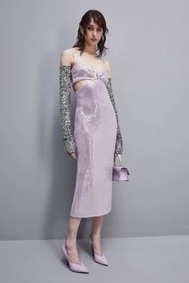 Zdjęcie produktu Sukienka bez rękawów zdobiona cekinami na całości ESSENTIAL PATRIZIA PEPE