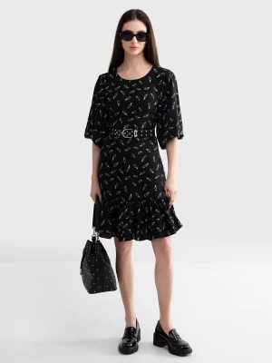 Zdjęcie produktu Sukienka damska z wiskozy z motywem kwiatowym czarna Bryana 906 BIG STAR