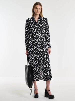 Zdjęcie produktu Sukienka damska midi z wiskozy z motywem zebry z paskiem Issa 906 BIG STAR