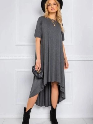 Zdjęcie produktu Sukienka damska o asymetrycznym kroju -  szara RUE PARIS