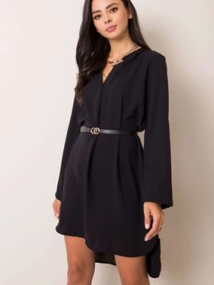 Zdjęcie produktu Sukienka damska z dekoltem V - czarna Italy Moda