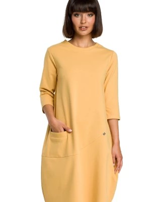 Zdjęcie produktu Sukienka dresowa bombka oversize z kieszonką z przodu żółta Be Active