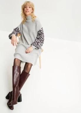 Zdjęcie produktu Sukienka dzianinowa w cętki leoparda bonprix
