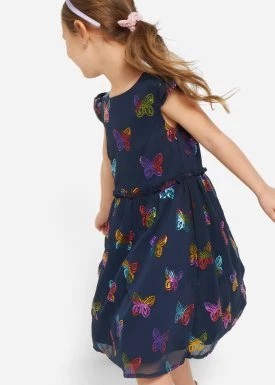 Zdjęcie produktu Sukienka dziewczęca szyfonowa na uroczyste okazje, z nadrukiem w motyle bonprix