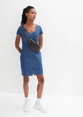 Zdjęcie produktu Sukienka dżinsowa z zamkiem, z poliestru z recyklingu bonprix