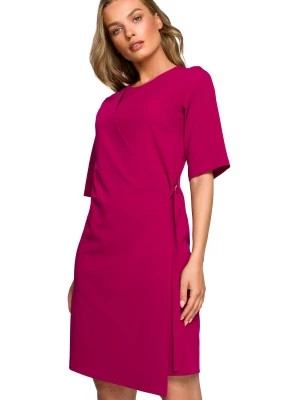 Zdjęcie produktu Sukienka elegancka z podwójnym przodem z klamrą klasyczna fioletowa Stylove