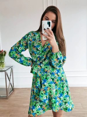 Zdjęcie produktu Sukienka zielona w kolorowe kwiaty kala PERFE