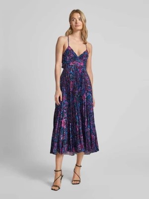 Zdjęcie produktu Sukienka koktajlowa z kwiatowym wzorem i plisami ADLYSH