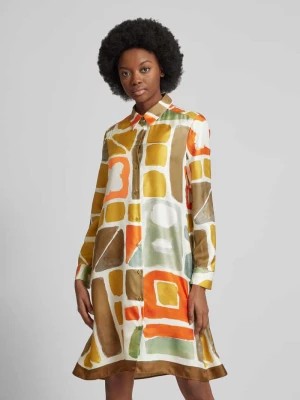 Zdjęcie produktu Sukienka koszulowa o długości do kolan z jedwabiu ze wzorem na całej powierzchni LUISA CERANO