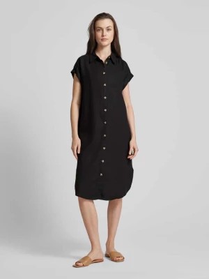 Zdjęcie produktu Sukienka koszulowa z mieszanki wiskozy i lnu z listwą guzikową b.Young