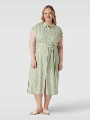 Zdjęcie produktu Sukienka koszulowa ze wzorem w paski i wiązanym paskiem Vero Moda Curve