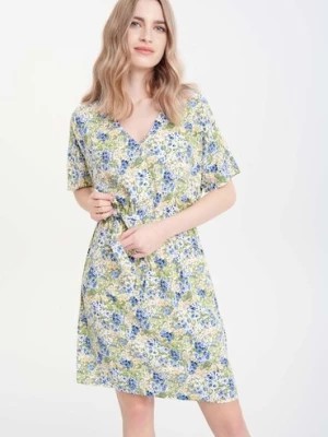 Zdjęcie produktu Sukienka krótka damska w kwiaty z paskiem Greenpoint