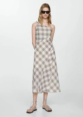 Zdjęcie produktu Sukienka o asymetrycznym kroju w kratę Mango