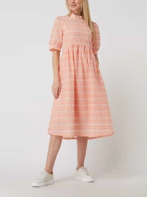 Zdjęcie produktu Sukienka midi z bawełny seersucker model ‘Frija’ Minus