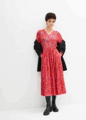 Zdjęcie produktu Sukienka midi z dżerseju, z wiązanym paskiem bonprix