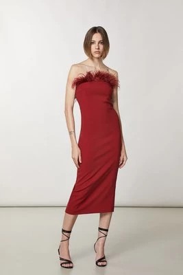 Zdjęcie produktu Sukienka midi z piórami PATRIZIA PEPE