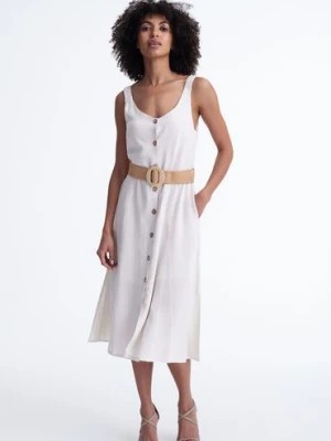 Zdjęcie produktu Sukienka na ramiączka z guzikami ecru Greenpoint