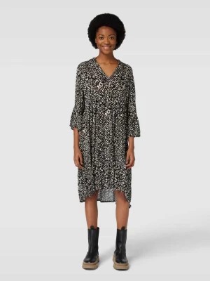 Zdjęcie produktu Sukienka o długości do kolan z wiskozy ze wzorem na całej powierzchni model ‘Marita’ Kaffe