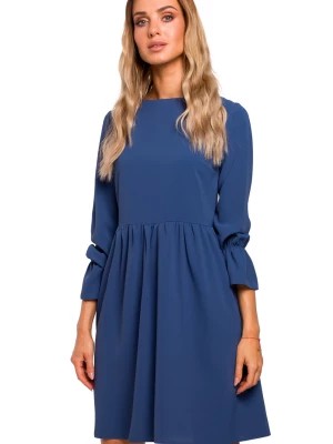 Zdjęcie produktu Sukienka oversize elegancka rozkloszowana z falbaną niebieska Sukienki.shop