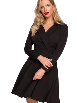Zdjęcie produktu Sukienka rozkloszowana elegancka z kopertowym dekoltem czarna Makover