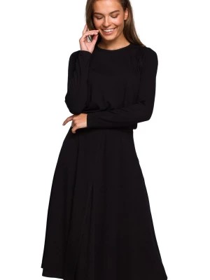 Zdjęcie produktu Sukienka rozkloszowana klasyczna z gumą w pasie czarna wiskoza Stylove