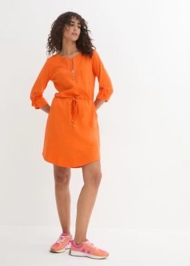 Zdjęcie produktu Sukienka shirtowa w długości do kolan, z grubej bawełny, z kieszeniami bonprix