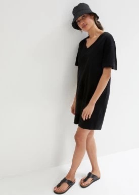 Zdjęcie produktu Sukienka shirtowa z dekoltem w serek, oversized (2 szt.) bonprix