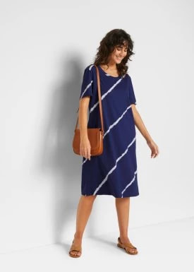 Zdjęcie produktu Sukienka shirtowa z kieszeniami, fason o linii litery A, w długości do kolan, z bawełny organicznej bonprix