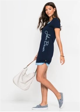Zdjęcie produktu Sukienka  shirtowa z nadrukiem, krótki rękaw bonprix