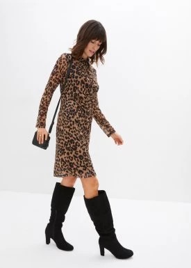 Zdjęcie produktu Sukienka siatkowa z nadrukiem w cętki leoparda bonprix