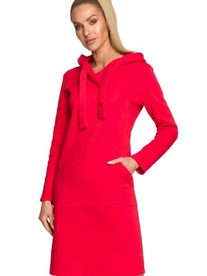 Zdjęcie produktu Sukienka sportowa jak długa bluza z kapturem czerwona bawełna premium Polski Producent