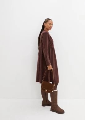 Zdjęcie produktu Sukienka sztruksowa z tkaniny bawełnianej z kieszeniami, w fasonie o linii litery A, w długości do kolan bonprix