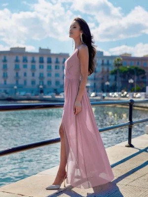 Zdjęcie produktu Choix sukienka szyfonowa pudrowy róż elegancka długa Roco