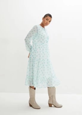 Zdjęcie produktu Sukienka szyfonowa z plisą guzikową bonprix