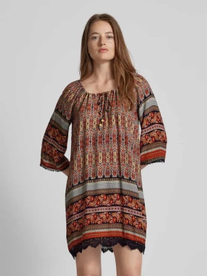 Zdjęcie produktu Sukienka tunikowa z wiskozy ze wzorem na całej powierzchni Apricot