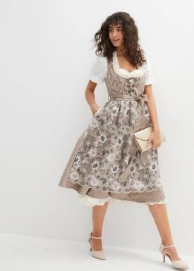 Zdjęcie produktu Sukienka w ludowym stylu w żakardowy deseń, z haftowanym fartuchem (2 części) bonprix